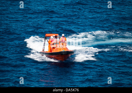 FRC Fast rescue from a seismic vessel craft boat in offshore area Stock ...