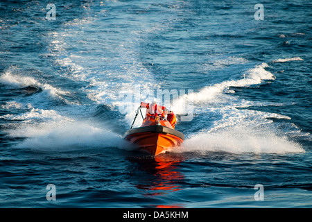 FRC Fast rescue from a seismic vessel craft boat in offshore area Stock ...