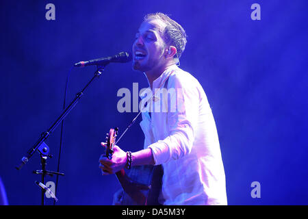 British singer James Morrison gives a concert as part of the Dortmund Music Week at Westfalenhalle in Dortmund, Germany, 27 June 2013. Photo: Caroline Seidel Stock Photo