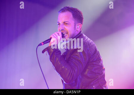 British singer James Morrison gives a concert as part of the Dortmund Music Week at Westfalenhalle in Dortmund, Germany, 27 June 2013. Photo: Caroline Seidel Stock Photo