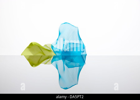 chiffon floating fabric blowing wind falling frozen pretty shapes Stock Photo