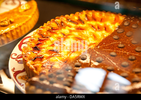 Apple and Chocolate Cakes on the dish Stock Photo