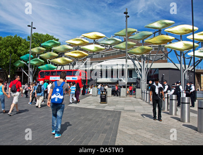 View of the Stratford Shoal sculpture at the entrance of Stratford Shopping Centre, Stratford, London, England, United Kingdom Stock Photo