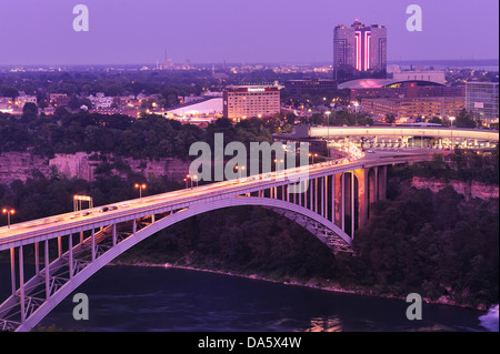 American Falls, Bridge, Canada, International border, New York State, USA, United States, America, Niagara Falls, water, Niagara Stock Photo