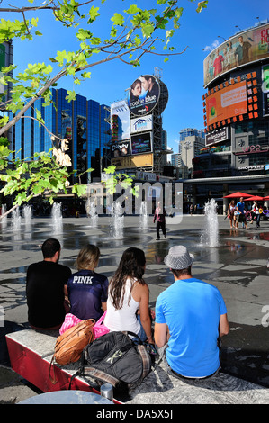 Canada, Ontario, Public Square, Toronto, Travel, Yonge Dundas Square, architecture, billboards, buildings, city, cityscape, coup Stock Photo