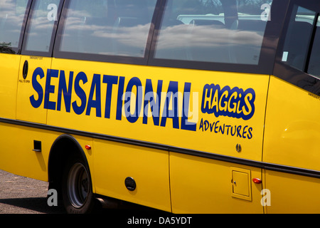 Sensational Haggis adventures yellow tour bus Stock Photo