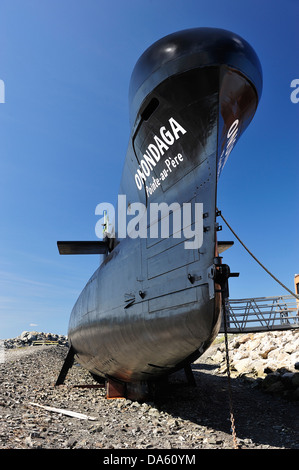 Canada, Onondaga  Pointe au Pere, Rimouski, beached, submarine, historical, educational, ship, summer Stock Photo