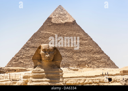 The Great Sphinx and Pyramid of Khafre, also known as Pyramid of Chephren, Giza, Cairo, Egypt Stock Photo