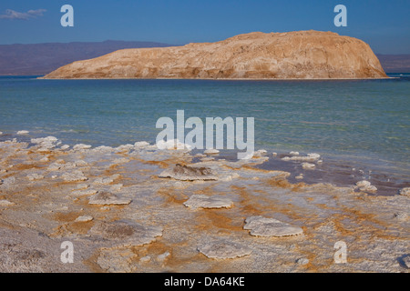 Lake, Assal, -155m, deepest point, Africa, mountain, mountains, scenery, landscape, Djibouti, scenery, landscape, Stock Photo