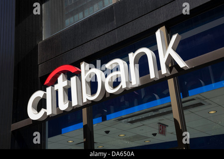 Citibank Branch Storefront Sign, NYC Stock Photo