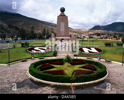 equitorial line monument red line marking equator la mitad del mundo ecuador Stock Photo