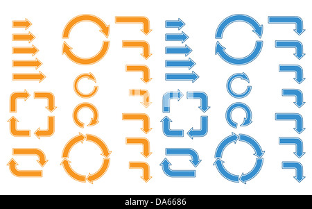 set of straight and circular arrows Stock Photo