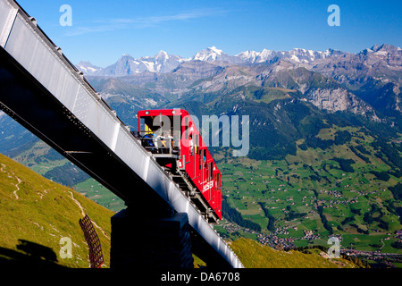 cable car, Niesen, Jungfrau, monk, Mönch, Eiger, mountain, mountains, mountain road, canton, Bern, Bernese, Alps, Bernese Oberla Stock Photo