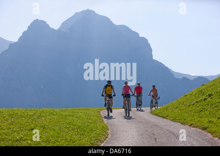 Biking, Adelboden, canton, Bern, Bernese Oberland, summer sport, bicycle, bicycles, bike, riding a bicycle, Switzerland, Europe, Stock Photo