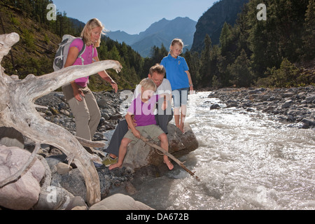 Family, walking, hiking, national park, Ofenpass, nature, Il Fuorn, wood, forest, canton, GR, Graubünden, Grisons, family, footp Stock Photo