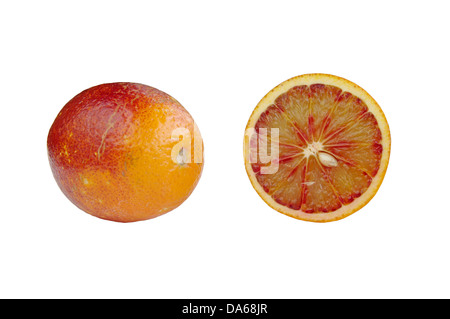 Blood red orange slice isolated on white background Stock Photo