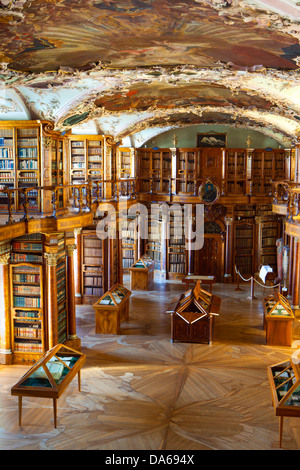 St. Gallen, St. Gall, monastery, library, Switzerland, Europe, canton, town, city, cloister district, monastery, library, UNESCO Stock Photo