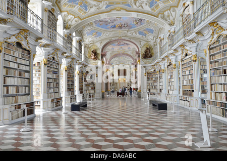 Admont Abbey library hall in Styria, Austria, the largest monastic library in the world. A jewel of the Baroque era. Stock Photo