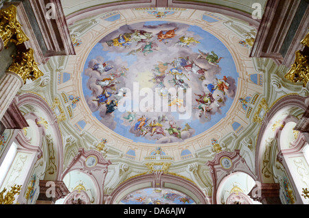 Admont Abbey library hall in Styria, Austria, the largest monastic library in the world. A jewel of the Baroque era. Stock Photo