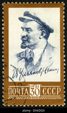 USSR,1961 year,post mark,stamp, art,Lenin Stock Photo