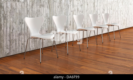 Row of chairs, waiting room, 3D illustration Stock Photo