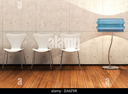 Row of chairs, waiting room, 3D illustration Stock Photo