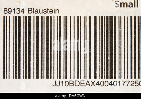 DHL parcel sticker with a bar code Stock Photo