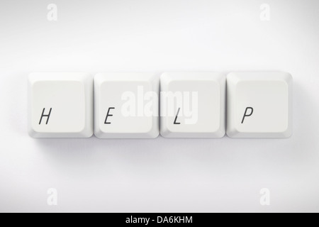 Computer Keys Spelling the Word "Help" (keys have clipping path) Stock Photo