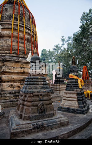 Stupa in Mahabodhi temple. Bodhgaya, Bihar, India Stock Photo