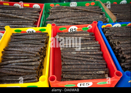 Dry wors, South African dried sausage, Cape Town, South Africa Stock Photo