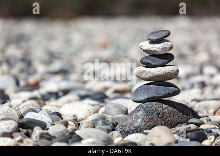 Zen balanced stones stack close up Stock Photo