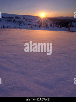 USA, United States, America, Oregon, Mount Hood, National Forest, winter, seasons, snow, sunset, Stock Photo