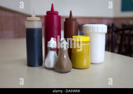 Cafe Condiments Stock Photo