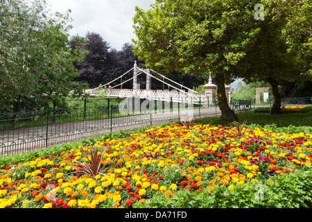 Victoria Footbridge crosses the River Wye in Hereford, Herefordshire, England, UK Stock Photo