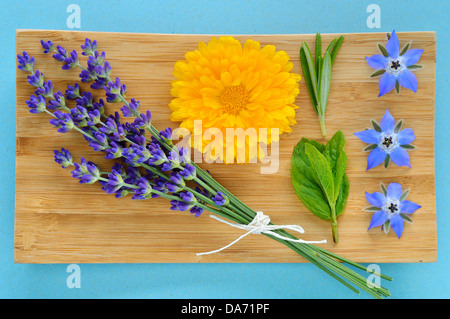 Summer herbs and edible flowers