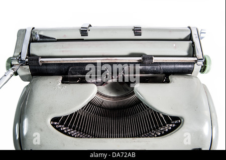 The upper fragment of the typewriter on white background Stock Photo