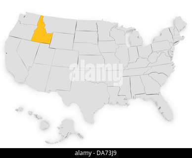 3d Render of the United States Highlighting Idaho Stock Photo