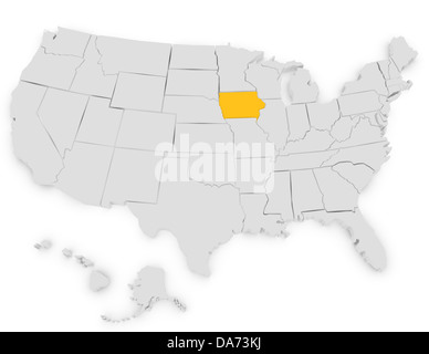 3d Render of the United States Highlighting Iowa Stock Photo