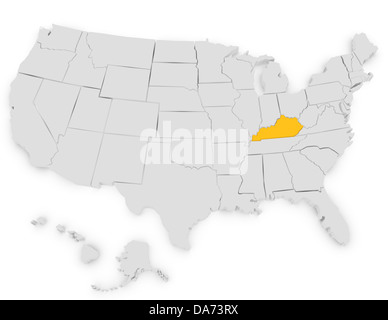 3d Render of the United States Highlighting Kentucky Stock Photo
