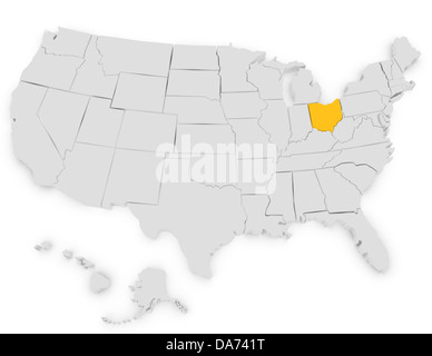 3d Render of the United States Highlighting Ohio Stock Photo