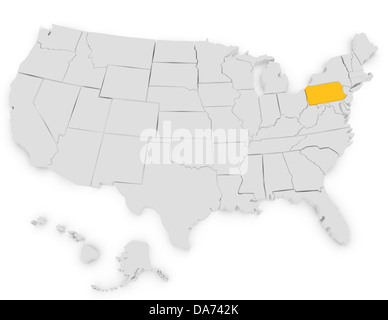 3d Render of the United States Highlighting Pennsylvania Stock Photo