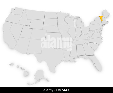 3d Render of the United States Highlighting Vermont Stock Photo