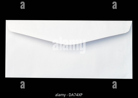 White envelope on black background. Studio shot. Stock Photo