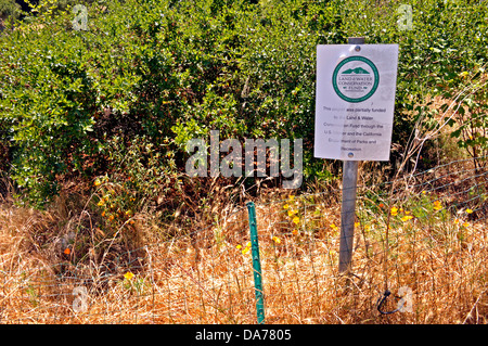 Land and Water Conservation Fund Project sign in McLaren Park, San Francisco, California, USA Stock Photo