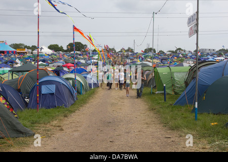 Campsite at the Glastonbury Festival,Pilton, Somerset, England, United Kingdom. Stock Photo