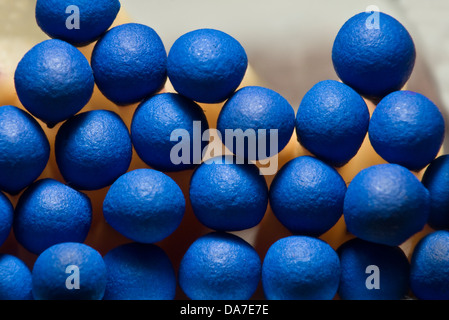 Blue matches or matchsticks macro Stock Photo