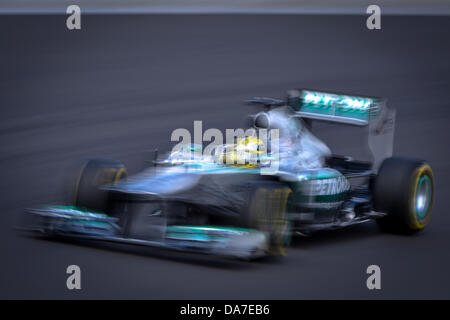 Nuerburg, Germany. 06th July, 2013. German Formula One driver Nico Rosberg of Nuerburg, Germany, 06 July 2013. The Formula One Grand Prix of Germany will take place on 07 July 2013. Photo: David Ebener/dpa/Alamy Live News Stock Photo