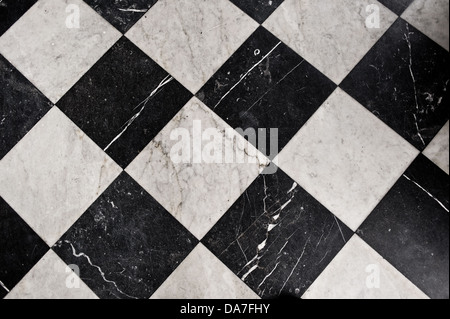 Black and White Marble Tiles, bathroom flooring Stock Photo