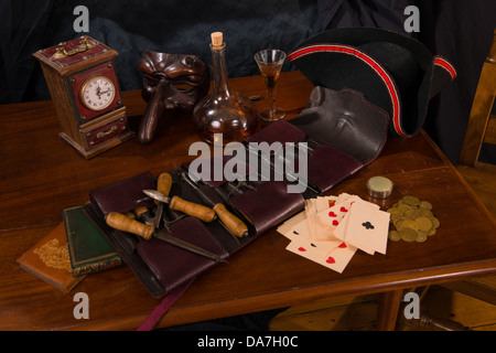 Still life showing 18th Century  male possessions arranged on a table Stock Photo