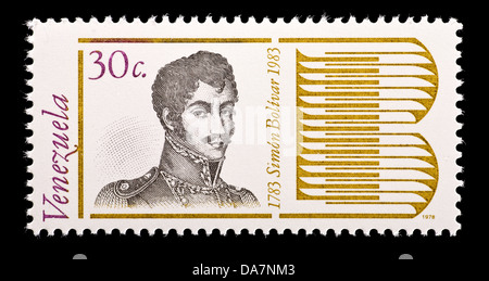 Postage stamp from Venezuela depicting Simon Bolivar. Stock Photo